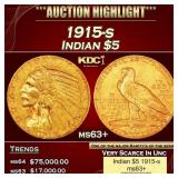 1915-s Gold Indian Half Eagle $5 ms63+ USCG