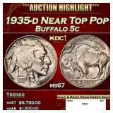 1935-d Buffalo Nickel Near Top Pop 5c ms67 SEGS