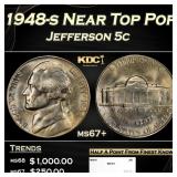 1948-s Jefferson Nickel Near Top Pop 5c ms67+ SEGS