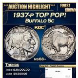 1937-p Buffalo Nickel TOP POP! 5c ms68+ SEGS