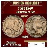 1916-p Buffalo Nickel 5c ms66 SEGS