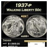 1937-p Walking Liberty Half Dollar 50c ms66+ SEGS