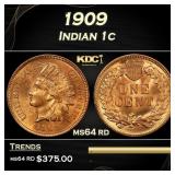 1909 Indian Cent . 1c Grades ms64 rd
