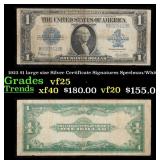 1923 $1 large size Silver Certificate Grades vf+ S
