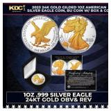 2023 24K Gold Gilded 1oz American Silver Eagle Coi