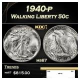 1940-p Walking Liberty Half Dollar 50c ms67 SEGS