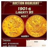 1901-s Gold Liberty Half Eagle $5 ms66+ SEGS