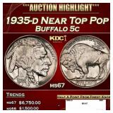 1935-d Buffalo Nickel Near Top Pop 5c ms67 SEGS