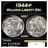 1944-p Walking Liberty Half Dollar 50c ms66+ SEGS