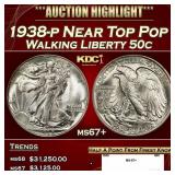 1938-p Walking Liberty Half Dollar Near Top Pop 50
