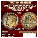 1962-p Roosevelt Dime Silver Colorfully Toned Near