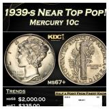 1939-s Mercury Dime Near Top Pop! 10c ms67+ SEGS