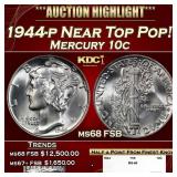 1944-p Mercury Dime Near Top Pop! 10c ms68 FSB SEG