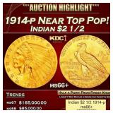 1914-p Gold Indian Quarter Eagle Near Top Pop! $2