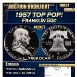 1957 Proof Franklin Half Dollar TOP POP! 50c pr69