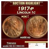 1917-p Lincoln Cent 1c ms66 rd SEGS