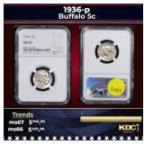 NGC 1936-p Buffalo Nickel 5c ms66 NGC