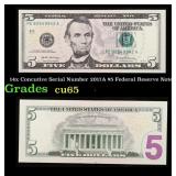 14x Concutive Serial Number 2017A $5 Federal Reser
