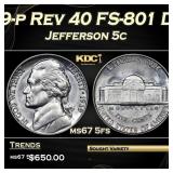 1939-p Rev 40 FS-801 DDR Jefferson Nickel 5c ms67