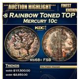 1941-s Mercury Dime Rainbow Toned TOP POP! 10c ms6