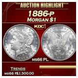1886-p Morgan Dollar $1 ms66 PL SEGS