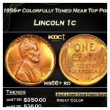 1956-p Lincoln Cent Colorfully Toned Near Top Pop!