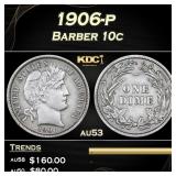 1906-p Barber Dime 10c Grades au53