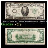 1934 $20 Green Seal Federal Reserve Note Philadelp