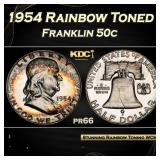 PCGS 1954 Proof Franklin Half Dollar Rainbow Toned