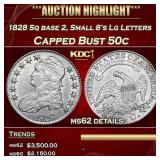 1828 Capped Bust Half Dollar Sq base 2, Small 8's