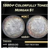 1880-p Morgan Dollar Colorfully Toned $1 Grades ms