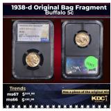 NGC 1938-d Buffalo Nickel Original Bag Fragment 5c