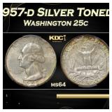 CACG 1957-d Washington Quarter Silver Toned 25c ms