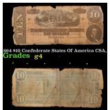 1864 $10 Confederate States Of America CSA, T-68 G