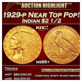 1929-p Gold Indian Quarter Eagle Near Top Pop! 2.5