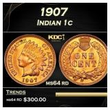 1907 Indian Cent 1c Grades ms64 rd