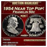 1954 Proof Franklin Half Dollar Near Top Pop! 50c