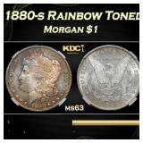 NGC 1880-s Morgan Dollar Rainbow Toned $1 ms63 NGC
