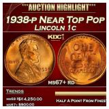 1938-p Lincoln Cent Near Top Pop 1c ms67+ rd SEGS