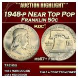 1948-p Franklin Half Dollar Near Top Pop 50c ms67+