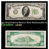 1928B $10 Green Seal Federal Reseve Note Redeemabl