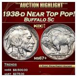 1938-d Buffalo Nickel Near Top Pop! 5c ms67+ SEGS