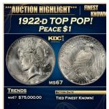 1922-d Peace Dollar TOP POP! 1 ms67 SEGS