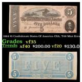 1864 $5 Confederate States Of America CSA, T-69 Mi