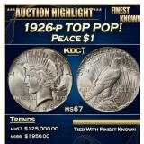 1926-p Peace Dollar TOP POP! 1 ms67 SEGS