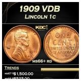 1909 VDB Lincoln Cent 1c ms66+ rd SEGS