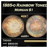 1885-o Morgan Dollar Rainbow Toned $1 Grades ms65+