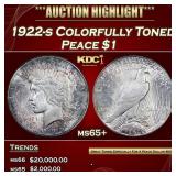 1922-s Peace Dollar Colorfully Toned $1 ms65+ SEGS