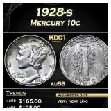 1928-s Mercury Dime 10c Grades au58