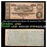 1864 $10 Confederate States Of America CSA, T-68 G